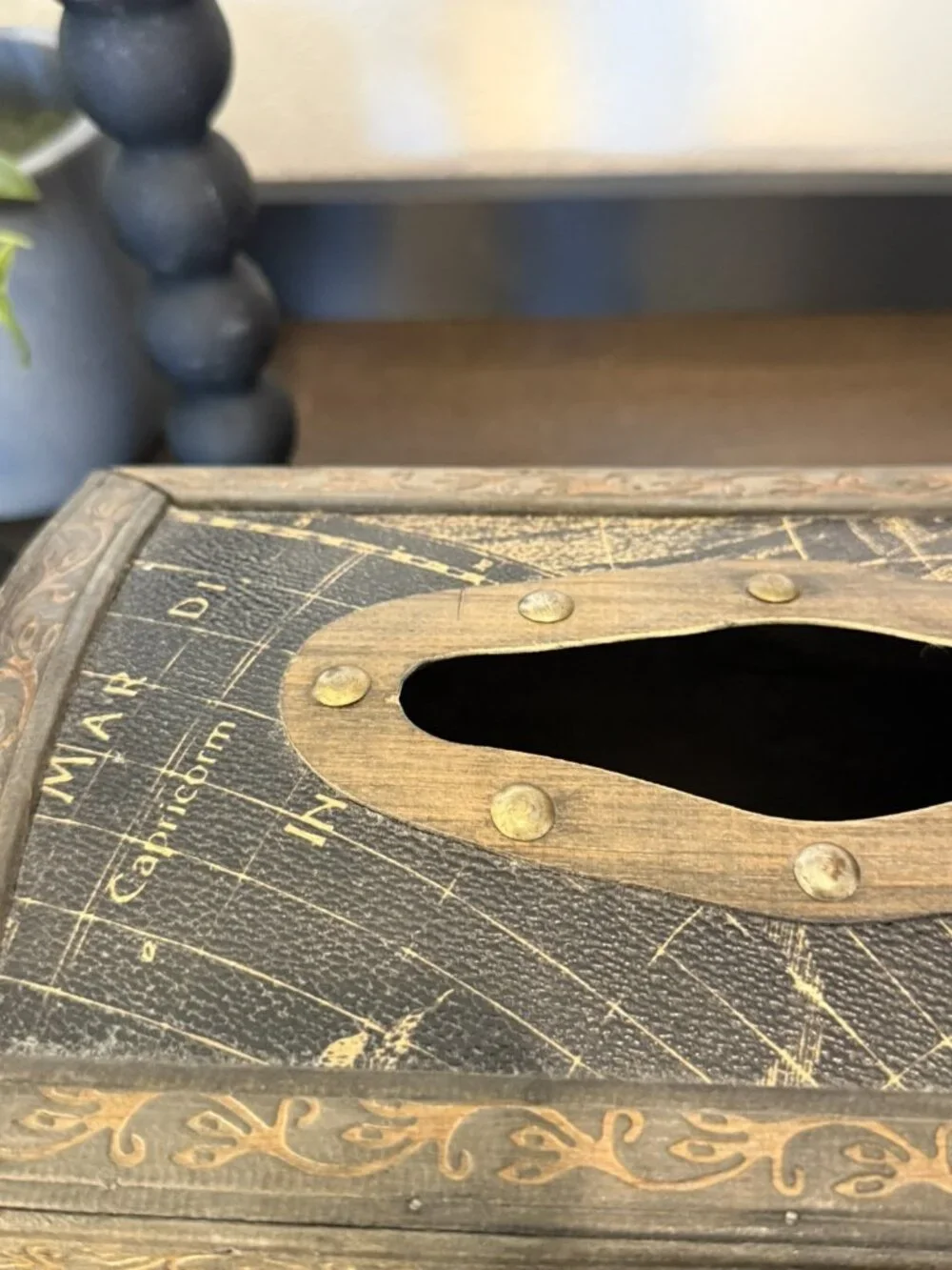 Vintage Metal Nautical Themed Tissue Box- Storage Box